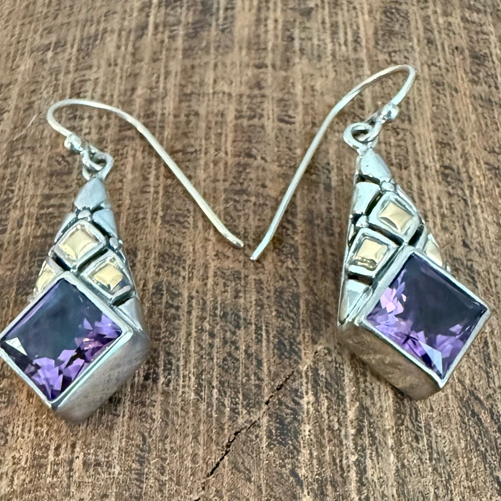 Robert Manse “RoManse” Bali Amethyst and Sterling Silver / 18K Earrings